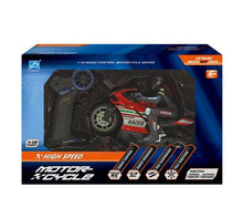 Ducati-style RC motorcycle in gift box packaging with remote, ready for birthday gifting and Christmas surprises.