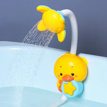 Duck model electric water spray bath toy variant in yellow for splash bath time play.