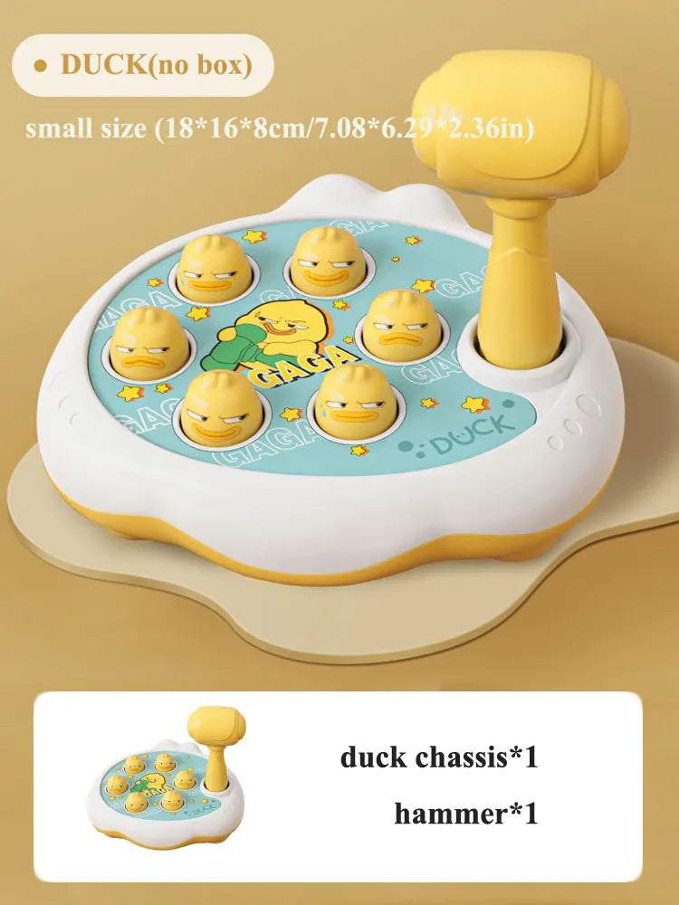 Duck pounding toy with yellow hammer, no box, small size 18 by 16 by 8 cm