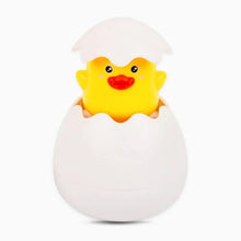 Duck and Penguin Egg Water Spray Bath Toy yellow rubber duck design inside its egg for bath surprise play.