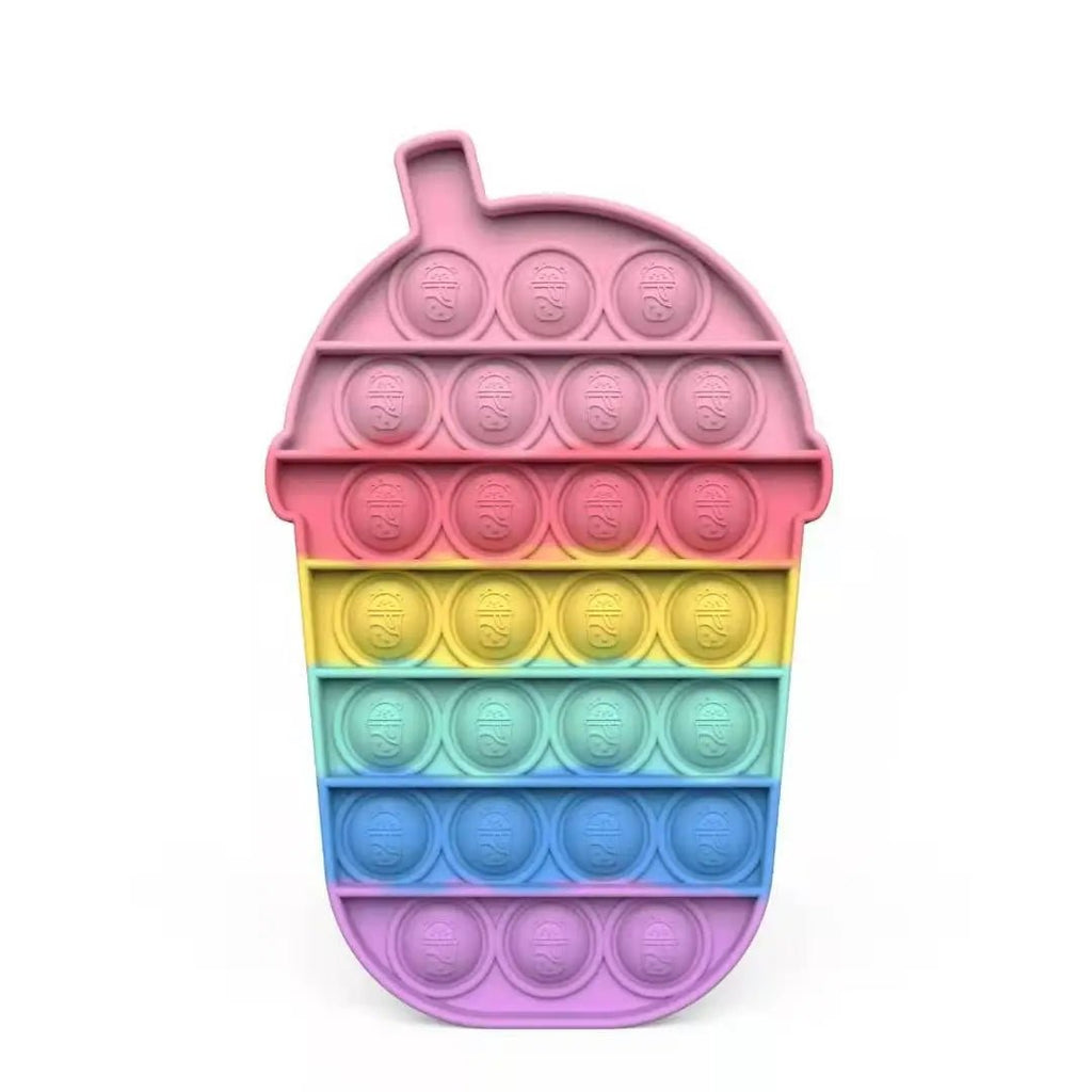 Colorful pop-it toy shaped like an ice cream cone on a white background