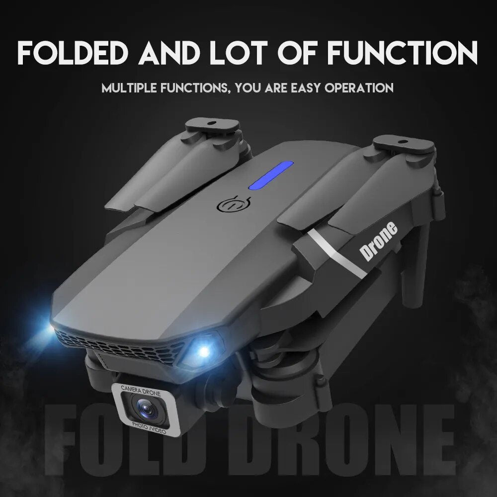 E525 E88 Pro foldable RC drone folded design ready for travel and storage.