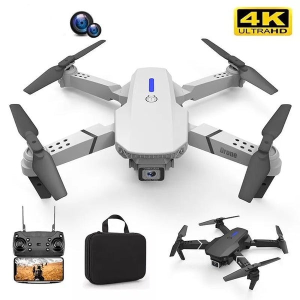 E525 E88 Pro WiFi FPV Drone with 4K camera, remote control, and carrying case for outdoor flying gift.