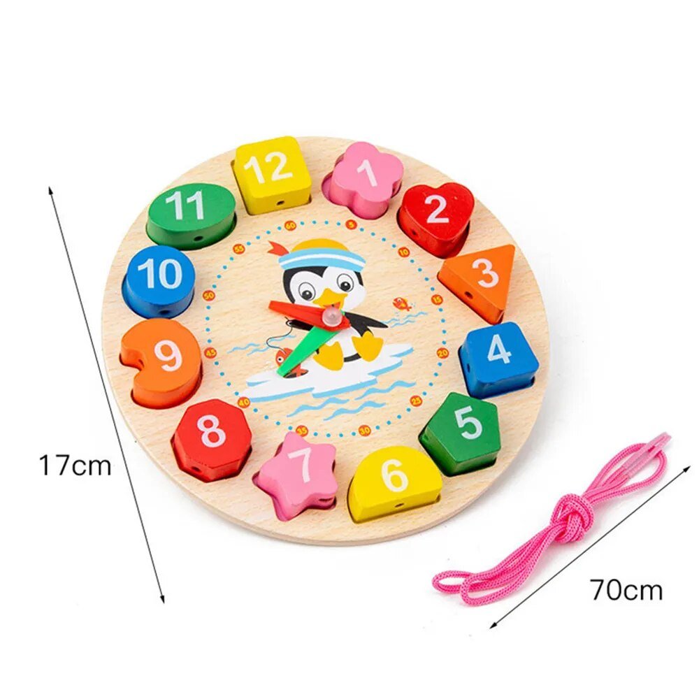 Montessori Wooden Puzzle Games for Babies 1-3 Years - WT411 Penguin Clock image
