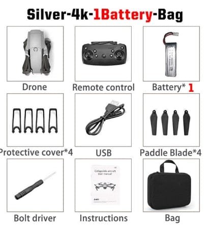 E68 drone 4K bag edition package list as a travel flying set for holidays, hikes, and outdoor filming.