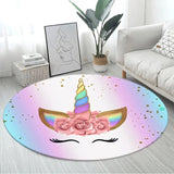 3D Unicorn Cartoon Area Rug - Large Round Non-Slip Mat for Kids - 2, Diameter 80cm image