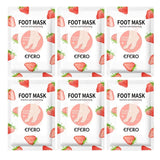 Multiple packages of EFERO foot mask with strawberry design on a white background
