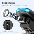 E99 K3 Pro drone 4K HD dual-camera lens close-up for aerial photography and video recording.