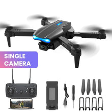 E99 K3 Pro drone black kit with battery and propellers ready for WIFI aerial photo flights.
