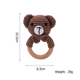 1PC Crochet Animal Wooden Teether & BPA-Free Rattle - 1PC Bear image