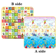 Eco-Friendly EPE baby crawling mats with alphabet letters and an underwater sea theme placed side by side for play.