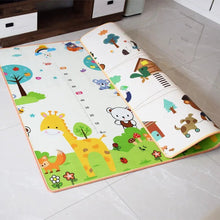 Eco-Friendly EPE baby crawling mat with animal illustrations on tiled flooring for daily indoor play.
