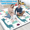 Eco-Friendly EPE baby crawling mat with animal print used by a family for playtime and tummy time in the living room.