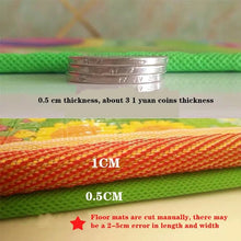 Eco-Friendly EPE baby crawling mats stacked together showing size options for choosing the right play mat.