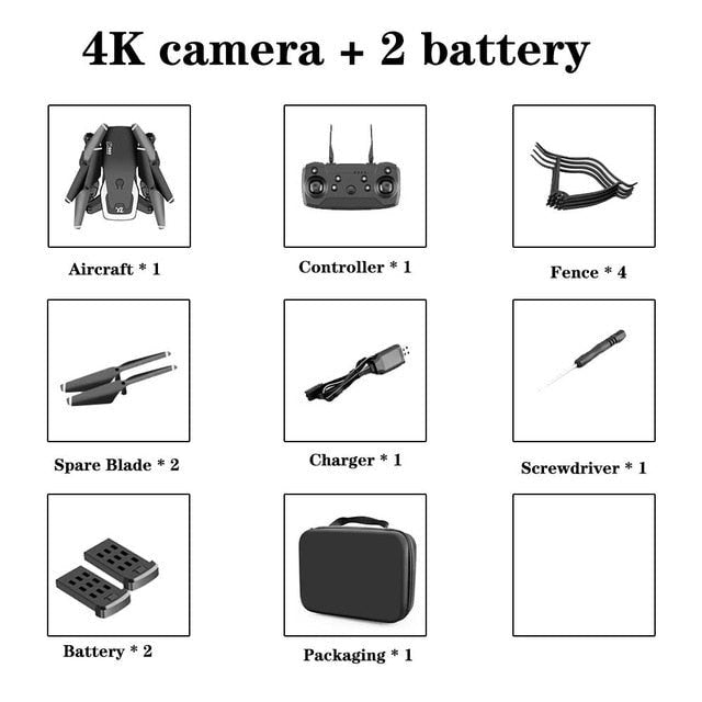 4k HD Wide Angle Camera 1080P WiFi fpv Drone Dual Camera Quadcopter - 4k 2 battery image