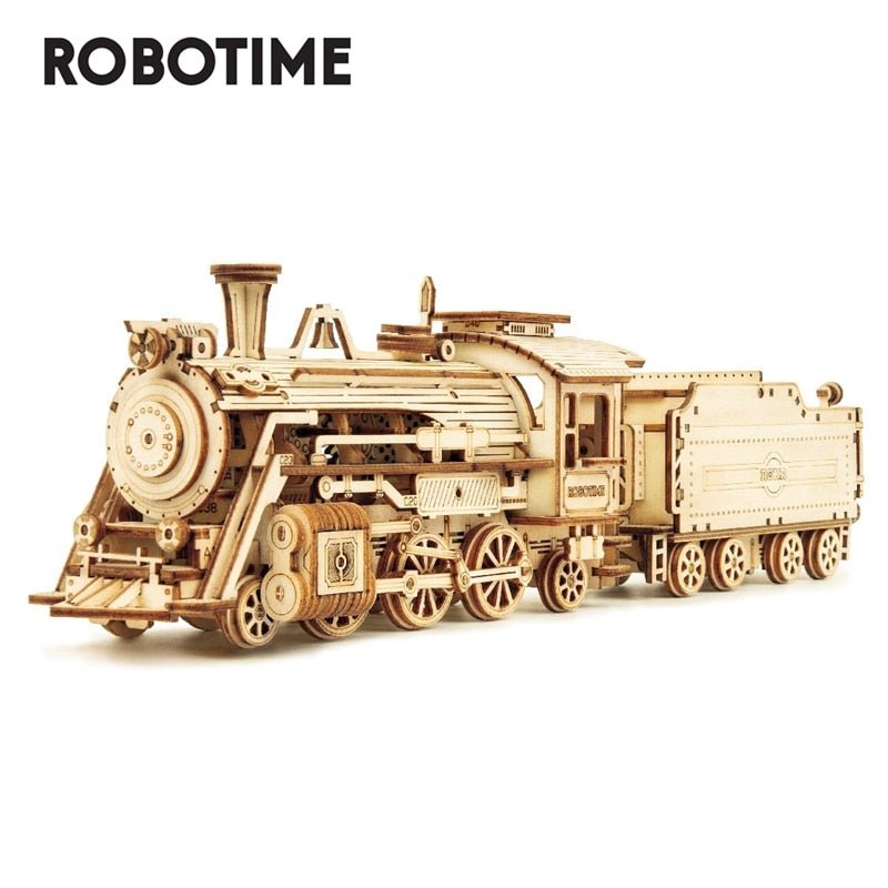 Wooden model train set by Robotime.
