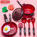 Kids Kitchen Toy Set cookware with pots, pans, and spoons for educational pretend cooking play.