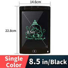 8.5-inch black digital drawing tablet with measurements.