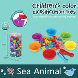 Children's color classification toys with bowls and tong