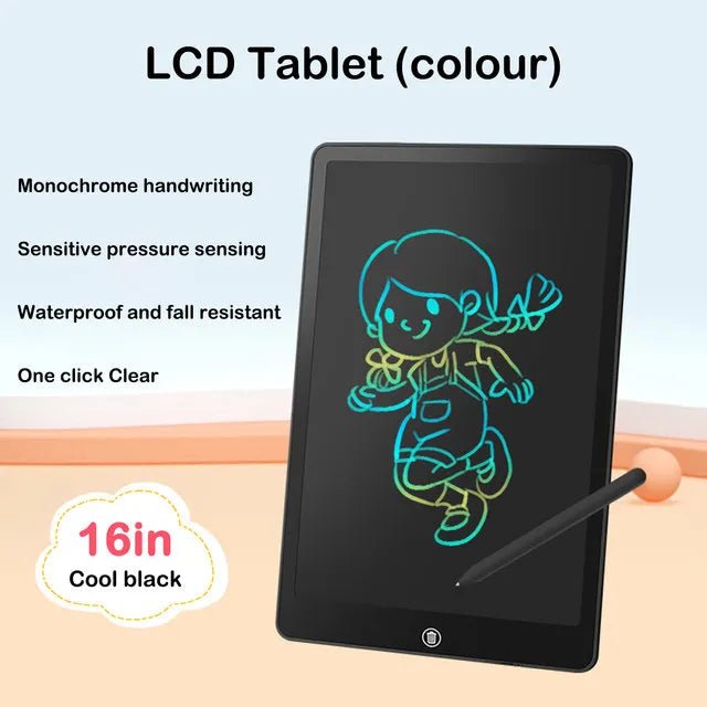 16-inch LCD tablet with a drawing of a girl holding a flower 
