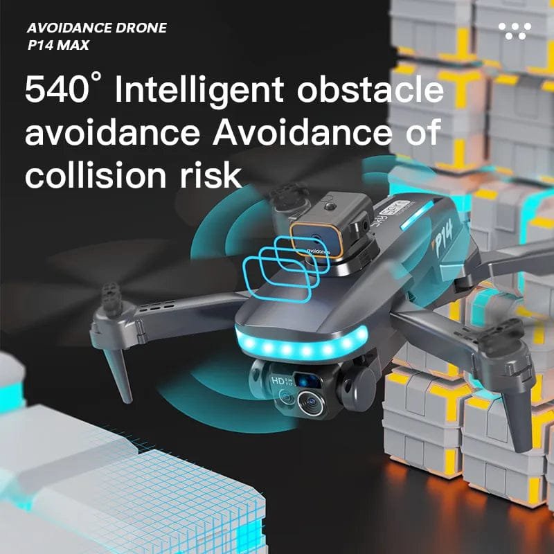 Drone with obstacle avoidance technology on a black background