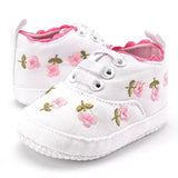 White Lace Floral Baby Girl Shoes - Soft Prewalker, Free Shipping image 0