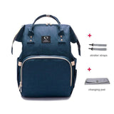 USB Large Capacity Nappy Bag Waterproof Mom Maternity Travel Backpack - Dark Blue image