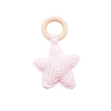 Wooden Baby Rattle & Teether - Crochet Animal Designs - Purple image