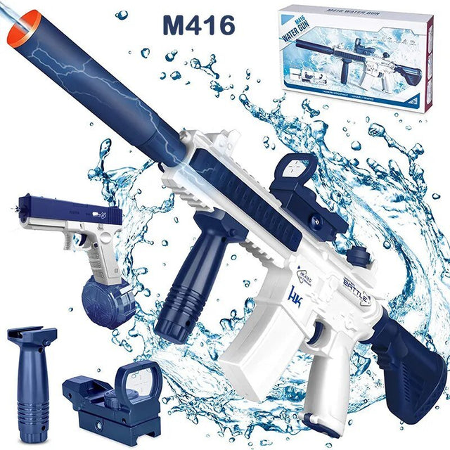 Water gun with accessories and packaging.