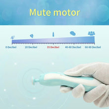 6-in-1 electric manicure kit attachments displayed for filing, buffing, and trimming a babys nails safely.