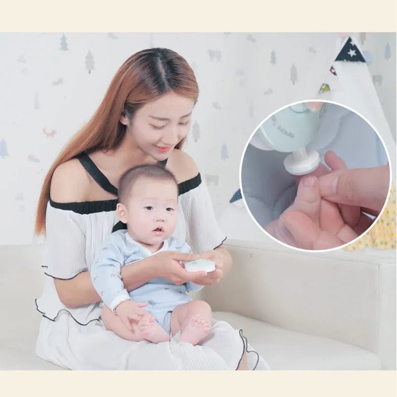 Electric baby nail trimmer and manicure kit full set for complete newborn nail care.