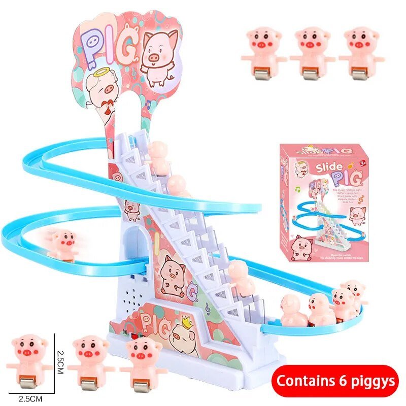Electric pig slide coaster toy variant with retail packaging for gifting.