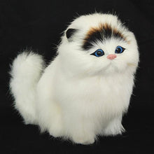 Electric simulation plush cat toy with black and brown patches for lifelike pretend play.