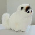 Electric simulation plush cat toy in fluffy white for realistic interactive play.