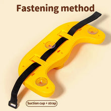 Yellow bracket with a black strap and suction cups under the heading Fastening method