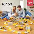 Family playing with a toy track set