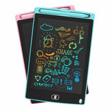 Two colorful electronic doodle boards with drawings on a white background