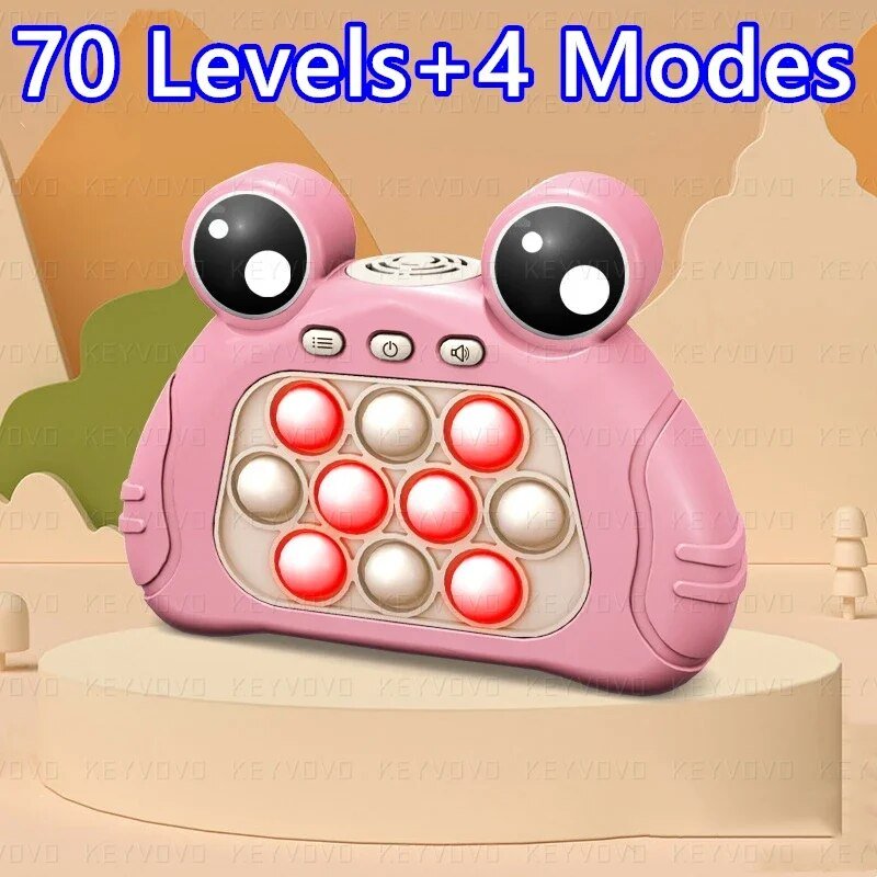 Pink toy phone with large eyes