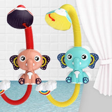 Elephant model electric water spray bath toys with flexible nozzles for interactive tub play.