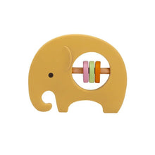 Elephant Silicone Teether rattle in yellow for bright sensory play and calming gum relief during teething.