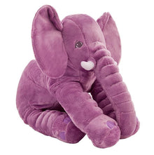 Purple plush elephant toy .