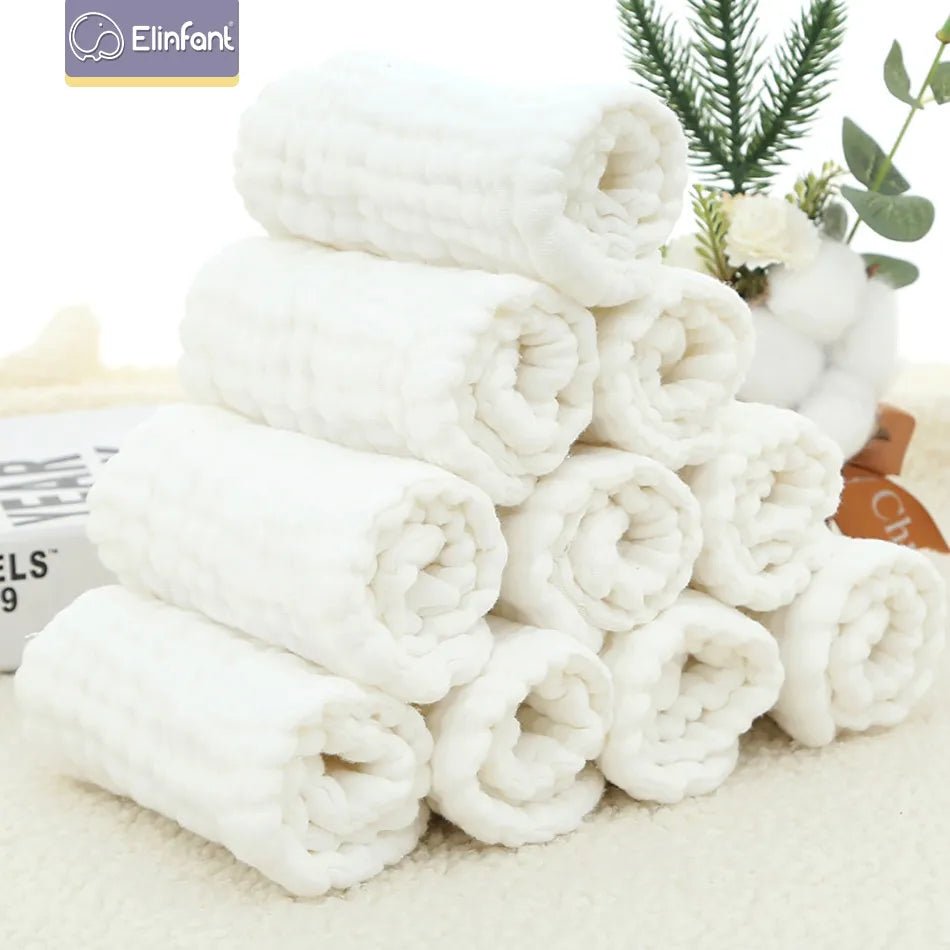 Elinfant 10-Layer Cotton Diaper Inserts stacked absorbent liners for cloth diapering and daily nappy changes.