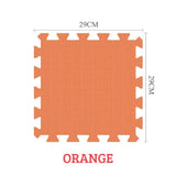 Orange foam puzzle mat with dimensions.