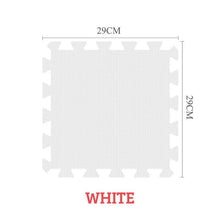 White square tile with dimensions and color label on a white background