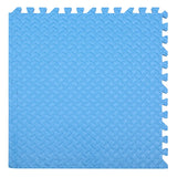 Blue interlocking foam mat with textured pattern