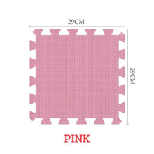 EVA foam puzzle play mat covering the floor for cushioned everyday baby play.