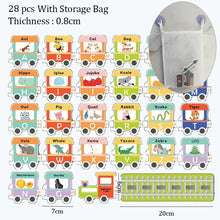 EVA train puzzle bath toys with animals and letters for early learning, matching games, and water play.