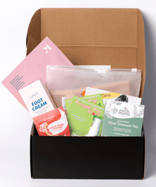 Pregnancy Box filled with skincare and wellness products for expecting mothers, prenatal routines, and thoughtful gifting.