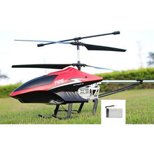 Extra Large 3.5CH RC Helicopter close-up in red and black, built durable for backyard outdoor flying fun.