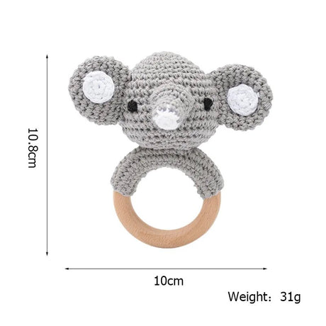 1PC Crochet Animal Wooden Teether & BPA-Free Rattle image 16
